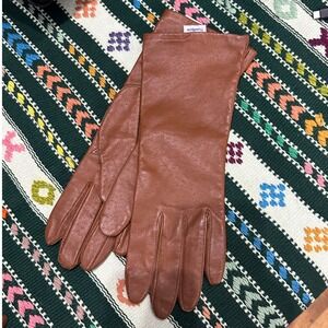 Vintage Fownes Genuine Leather Gloves Brown Perforated Womens Size 8